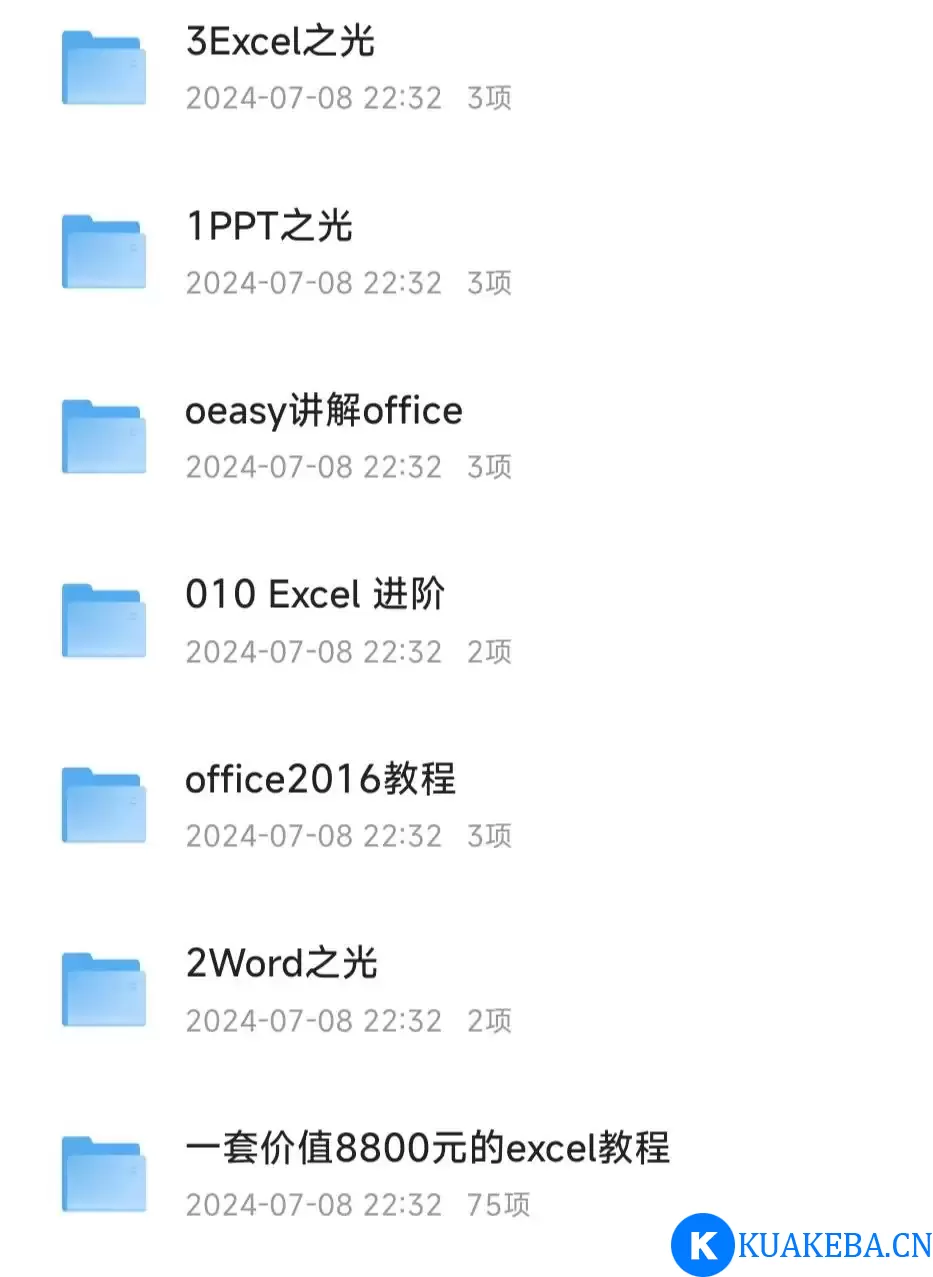 Office 教程大合集分享 让办公更效率，职场办公别错过 内含Excel、Word、PPT教程 – 夸克网盘吧kuakeba.cn